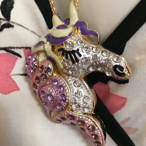 Purple Unicorn Costume Jewelry Necklace NEW  Dr 4 - Picture 5 of 5